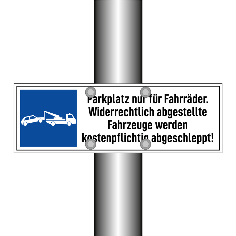 Parkplatz nur für Fahrräder. Widerrechtlich abgestellte Fahrzeuge werden kostenpflichtig abgeschleppt!