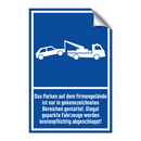 Das Parken auf dem Firmengelände ist nur in gekennzeichneten Bereichen gestattet. Illegal geparkte Fahrzeuge werden kostenpflichtig abgeschleppt!