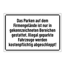 Das Parken auf dem Firmengelände ist nur in gekennzeichneten Bereichen gestattet. Illegal geparkte Fahrzeuge werden kostenpflichtig abgeschleppt!