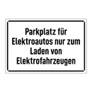 Parkplatz für Elektroautos nur zum Laden von Elektrofahrzeugen