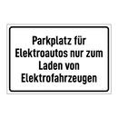 Parkplatz für Elektroautos nur zum Laden von Elektrofahrzeugen
