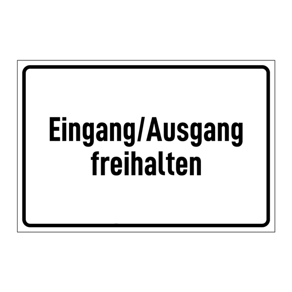 Eingang/Ausgang freihalten