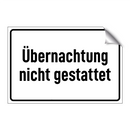 Übernachtung nicht gestattet