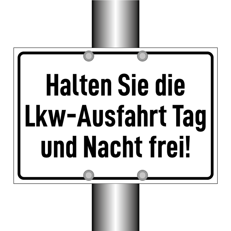 Halten Sie die Lkw-Ausfahrt Tag und Nacht frei!