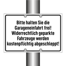 Bitte halten Sie die Garageneinfahrt frei! Widerrechtlich geparkte Fahrzeuge werden kostenpflichtig abgeschleppt!