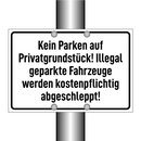 Kein Parken auf Privatgrundstück! Illegal geparkte Fahrzeuge werden kostenpflichtig abgeschleppt!