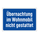 Übernachtung im Wohnmobil nicht gestattet