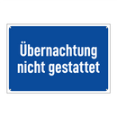 Übernachtung nicht gestattet