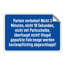Parken verboten! Nicht 3 Minuten, nicht 10 Sekunden, nicht mit Parkscheibe, überhaupt nicht! Illegal geparkte Fahrzeuge werden kostenpflichtig abgeschleppt!
