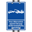 Privat. Widerrechtlich geparkte Fahrzeuge werden kostenpflichtig abgeschleppt!