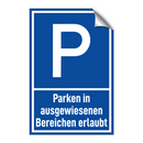 Parken in ausgewiesenen Bereichen erlaubt