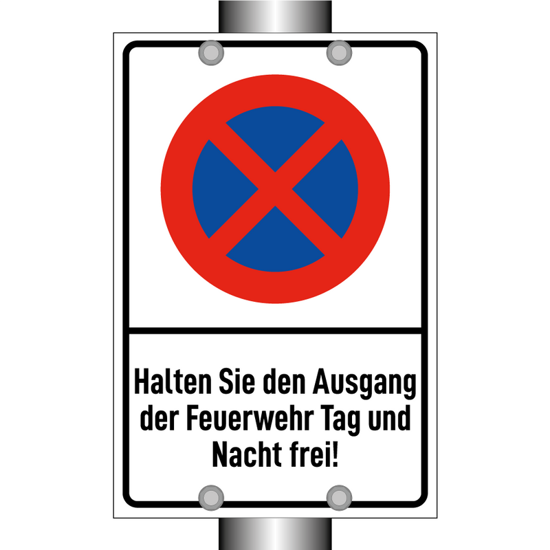 Halten Sie den Ausgang der Feuerwehr Tag und Nacht frei!