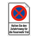 Halten Sie den Zufahrtsweg für die Feuerwehr frei
