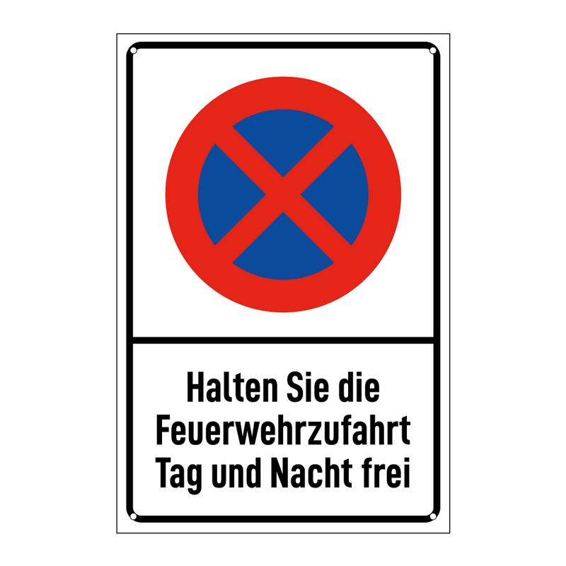 Halten Sie die Feuerwehrzufahrt Tag und Nacht frei