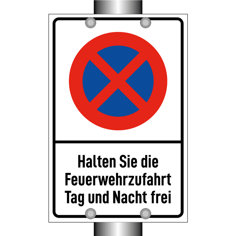 Halten Sie die Feuerwehrzufahrt Tag und Nacht frei