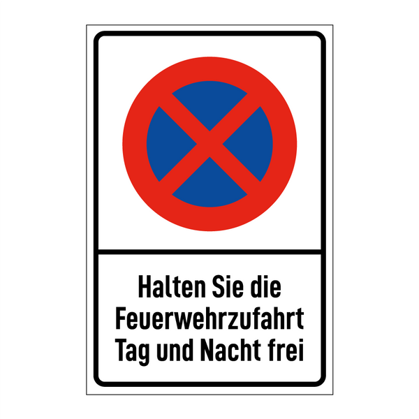 Halten Sie die Feuerwehrzufahrt Tag und Nacht frei