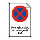 Feuerwehrzufahrt. Haltverbot gemäß StVO