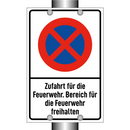 Zufahrt für die Feuerwehr. Bereich für die Feuerwehr freihalten