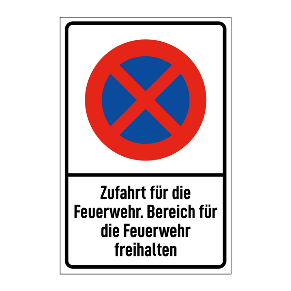 Zufahrt für die Feuerwehr. Bereich für die Feuerwehr freihalten