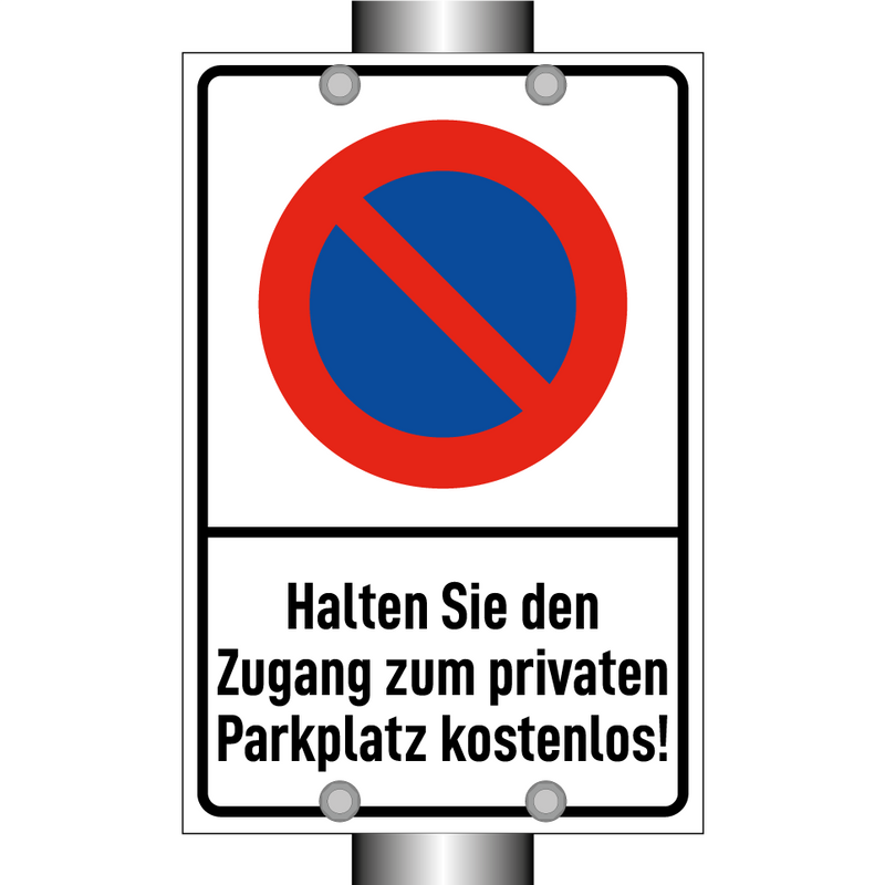 Halten Sie den Zugang zum privaten Parkplatz kostenlos!
