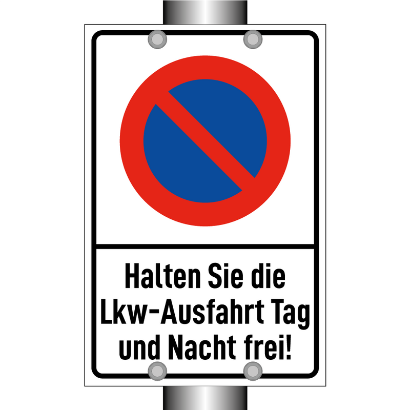 Halten Sie die Lkw-Ausfahrt Tag und Nacht frei!