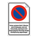 Parken verboten! Nicht 3 Minuten, nicht 10 Sekunden, nicht mit Parkscheibe, überhaupt nicht! Illegal geparkte Fahrzeuge werden kostenpflichtig abgeschleppt!