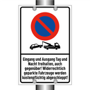 Eingang und Ausgang Tag und Nacht freihalten, auch gegenüber! Widerrechtlich geparkte Fahrzeuge werden kostenpflichtig abgeschleppt!
