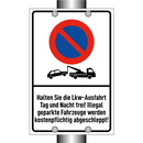 Halten Sie die Lkw-Ausfahrt Tag und Nacht frei! Illegal geparkte Fahrzeuge werden kostenpflichtig abgeschleppt!