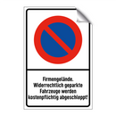 Firmengelände. Widerrechtlich geparkte Fahrzeuge werden kostenpflichtig abgeschleppt!