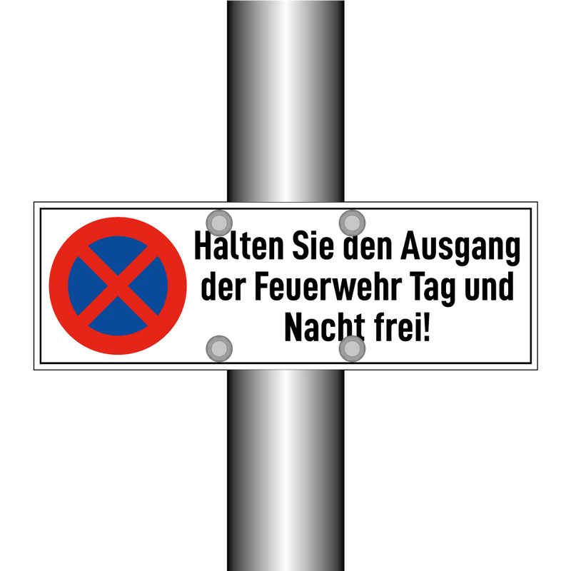 Halten Sie den Ausgang der Feuerwehr Tag und Nacht frei!