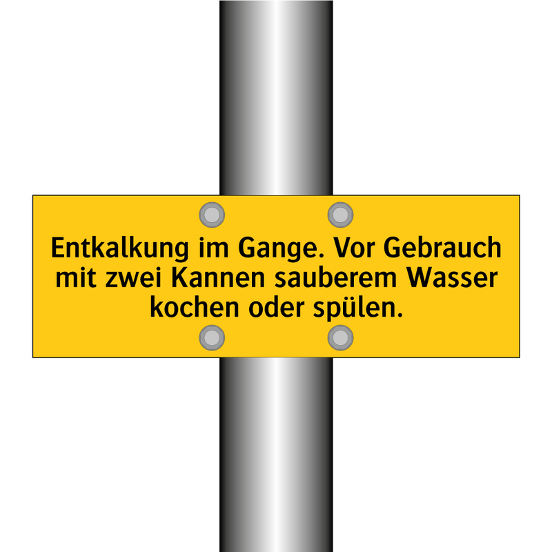 Entkalkung im Gange. Vor Gebrauch mit zwei Kannen sauberem Wasser kochen oder spülen.