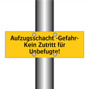 Aufzugsschacht -Gefahr- Kein Zutritt für Unbefugte!