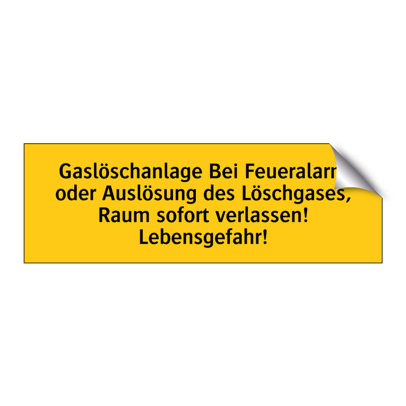 Gaslöschanlage Bei Feueralarm oder Auslösung des Löschgases, Raum sofort verlassen! Lebensgefahr!