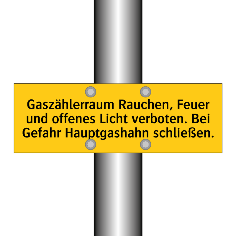 Gaszählerraum Rauchen, Feuer und offenes Licht verboten. Bei Gefahr Hauptgashahn schließen.