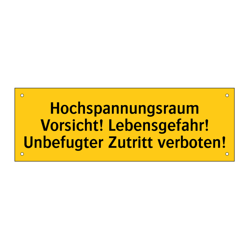 Hochspannungsraum Vorsicht! Lebensgefahr! Unbefugter Zutritt verboten!