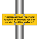 Flüssiggasanlage Feuer und Rauchen im Umkreis von 5 m um den Behälter verboten!
