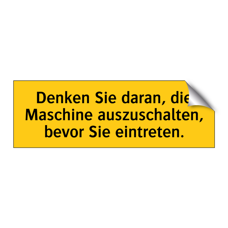 Denken Sie daran, die Maschine auszuschalten, bevor Sie eintreten.