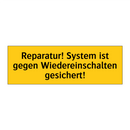 Reparatur! System ist gegen Wiedereinschalten gesichert!