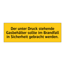 Der unter Druck stehende Gasbehälter sollte im Brandfall in Sicherheit gebracht werden.
