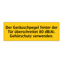 Der Geräuschpegel hinter der Tür überschreitet 80 dB(A). Gehörschutz verwenden.