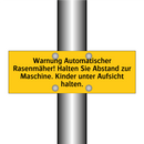 Warnung Automatischer Rasenmäher! Halten Sie Abstand zur Maschine. Kinder unter Aufsicht halten.