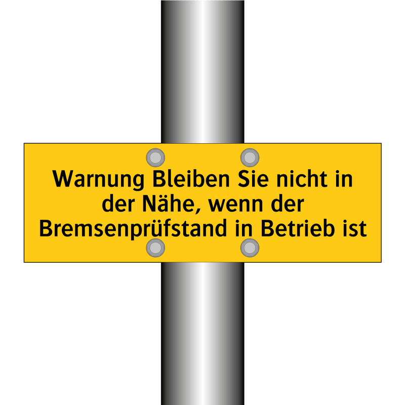 Warnung Bleiben Sie nicht in der Nähe, wenn der Bremsenprüfstand in Betrieb ist