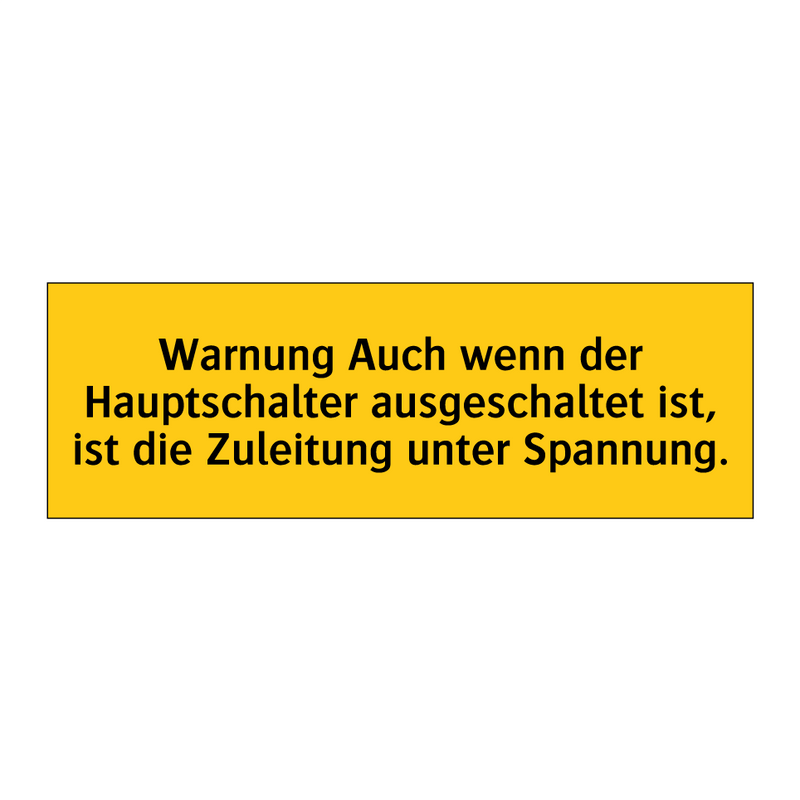 Warnung Auch wenn der Hauptschalter ausgeschaltet ist, ist die Zuleitung unter Spannung.