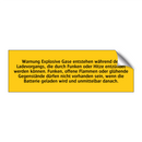 Warnung Explosive Gase entstehen während des Ladevorgangs, die durch Funken oder Hitze entzündet werden können. Funken, offene Flammen oder glühende Gegenstände dürfen nicht vorhanden sein, wenn die Batterie geladen wird und unmittelbar danach.