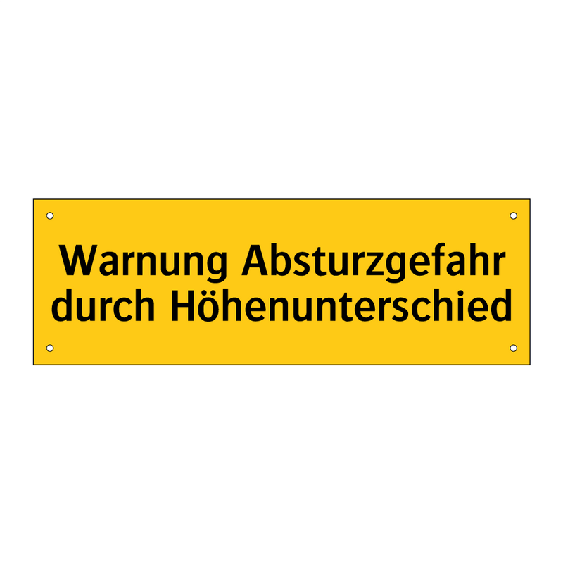 Warnung Absturzgefahr durch Höhenunterschied