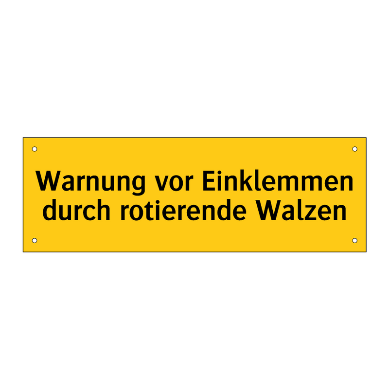 Warnung vor Einklemmen durch rotierende Walzen