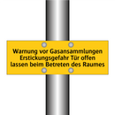 Warnung vor Gasansammlungen Erstickungsgefahr Tür offen lassen beim Betreten des Raumes