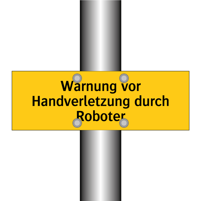 Warnung vor Handverletzung durch Roboter