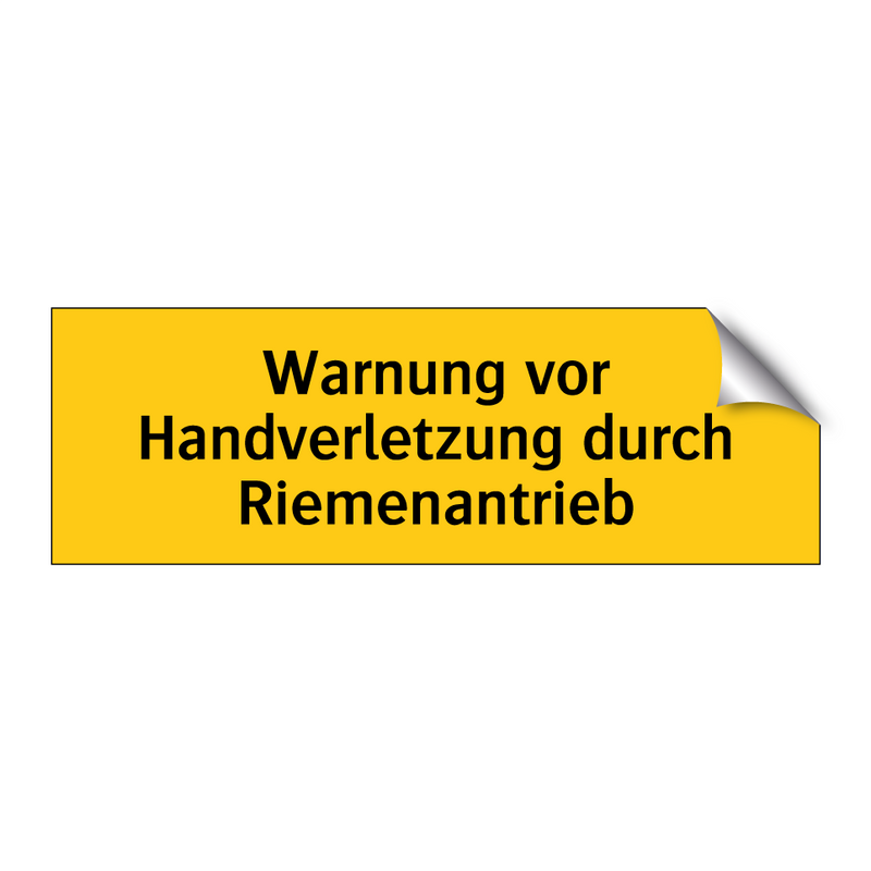 Warnung vor Handverletzung durch Riemenantrieb
