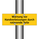 Warnung vor Handverletzungen durch rotierende Teile